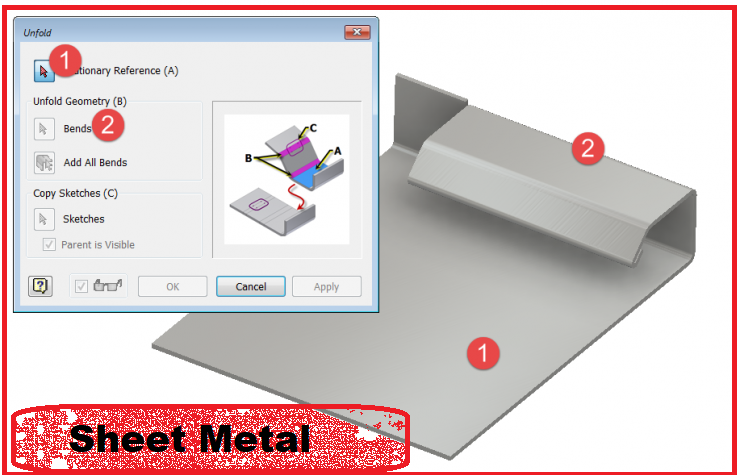 تغییرات ورق فلزی Sheet Metal در اینونتور ۲۰۱۹